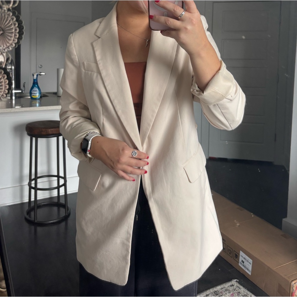 Cream Blazer Oversized, H&M Size Small